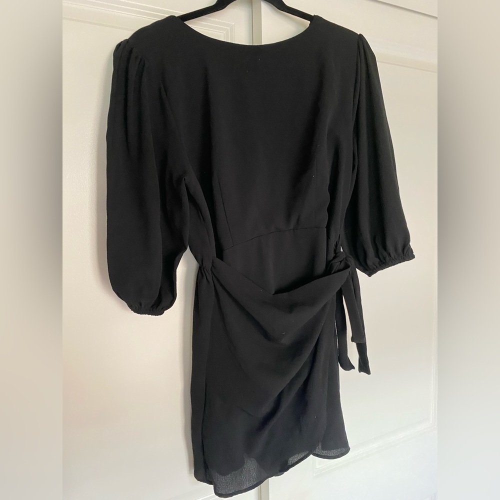 Pink Lily Black Mini Dress with Wrap Skirt